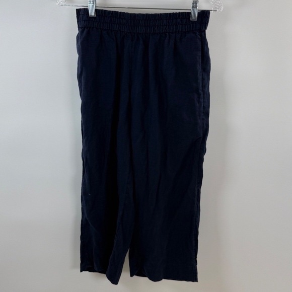 J. Crew Pants - J.Crew Linen Blend Cropped Wide‎ Leg Pants Elastic Waist Small Petite SP Blue